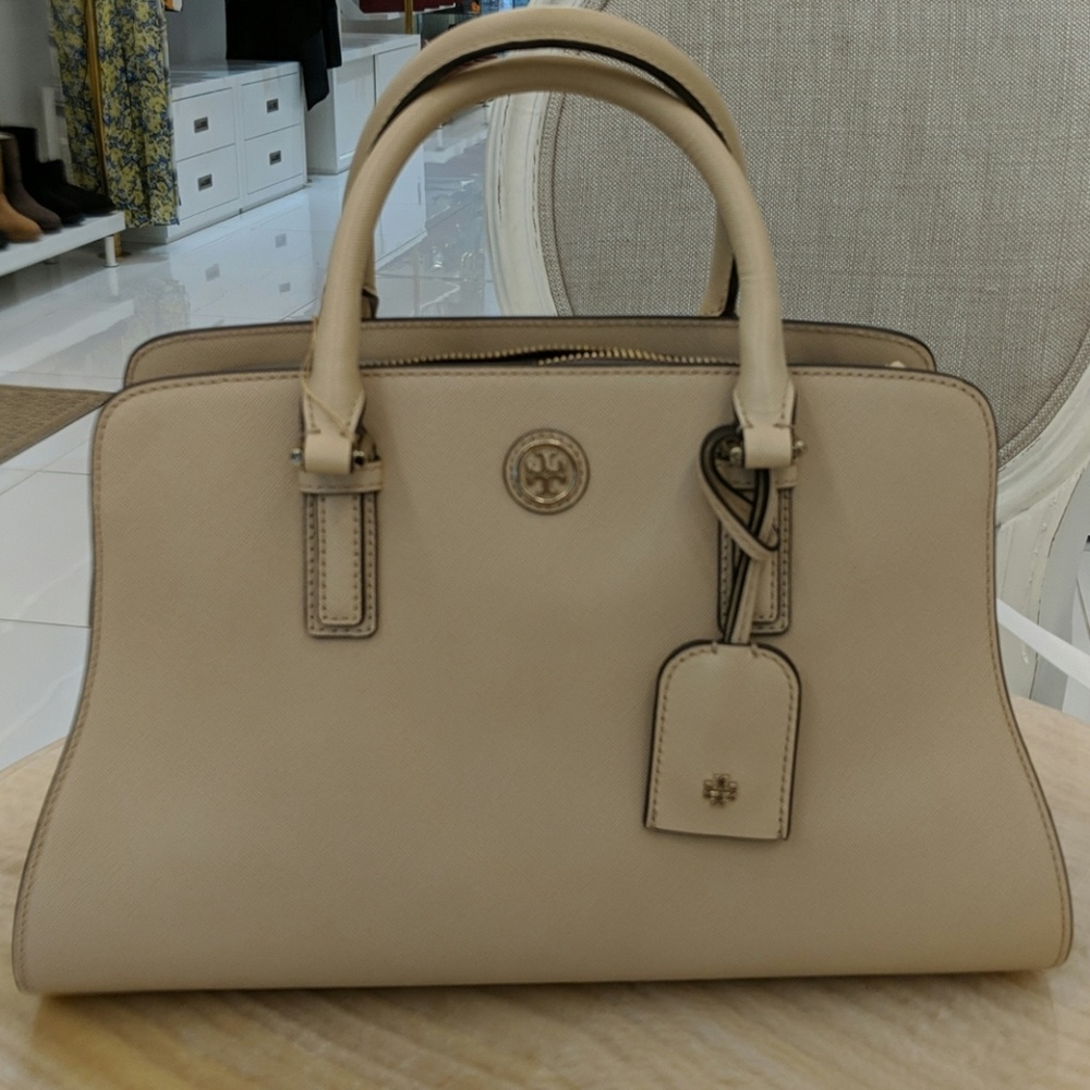 Tory Burch Robinson Color-Block Curved Satchel